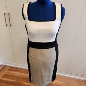 Banana Republic Sheath Dress black white tan - sz 14
